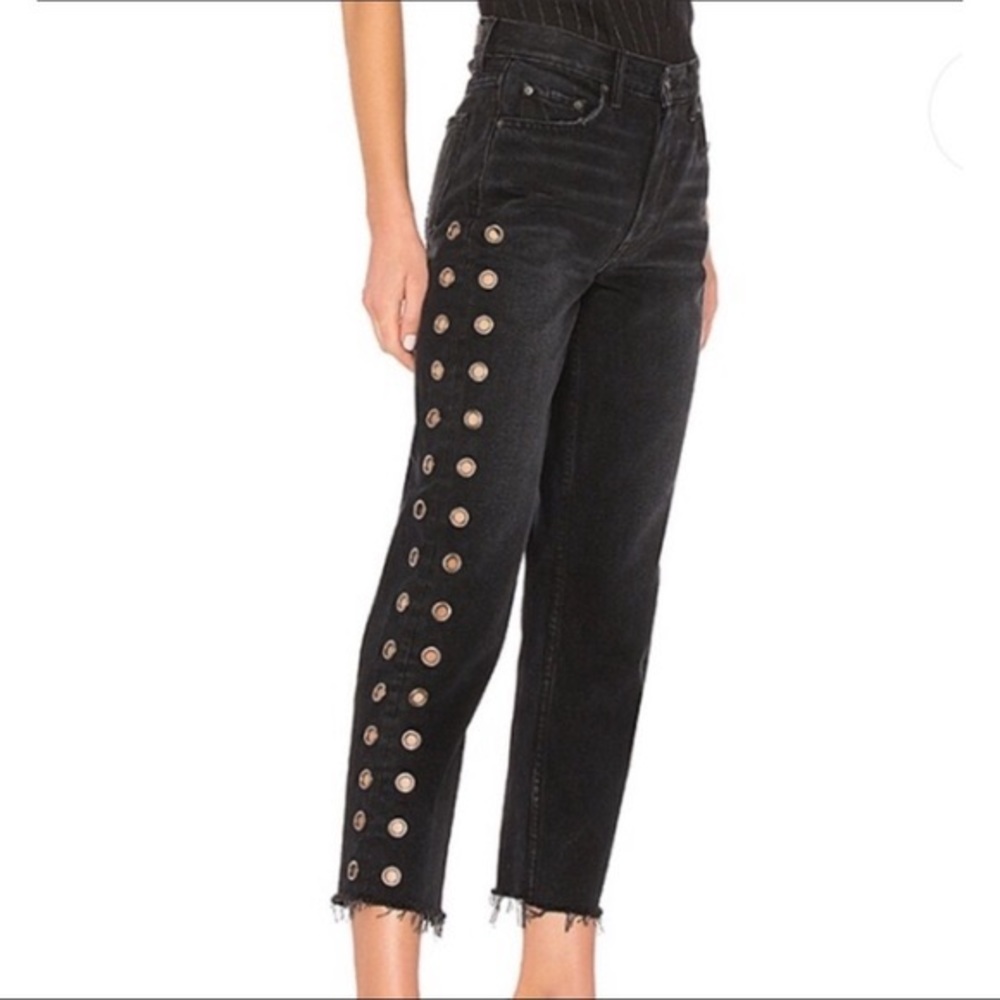 GRLFRND Black Ankle Jeans with Grommet Detail